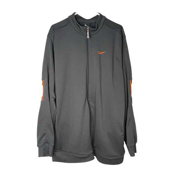 Nike Sportswear Men’s 2XL Full-Zip Fleece Jacket Gray Orange Embroidered EUC - Picture 2 of 9